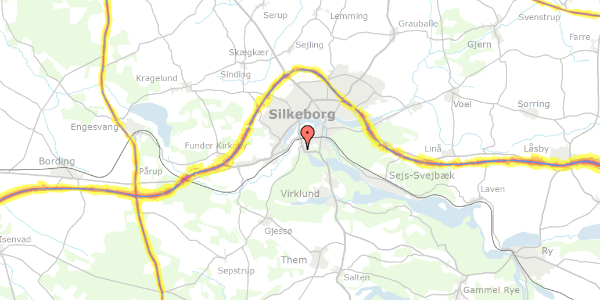 Trafikstøjkort på Gjessøvej 33, 8600 Silkeborg