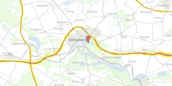 Trafikstøjkort på Glentevej 7, 8600 Silkeborg