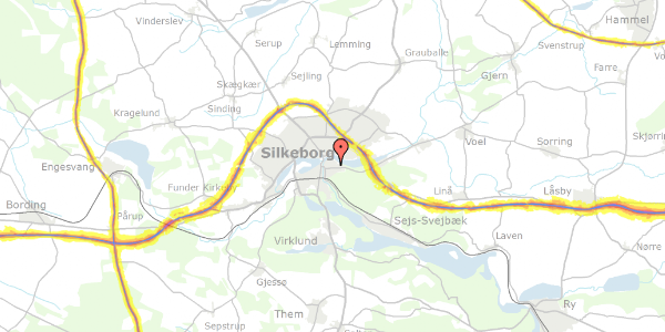 Trafikstøjkort på Glentevej 26, 8600 Silkeborg