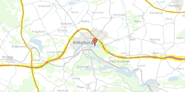 Trafikstøjkort på Glentevej 27, 8600 Silkeborg