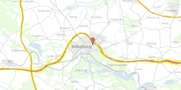 Trafikstøjkort på Gran Allé 18, 8600 Silkeborg