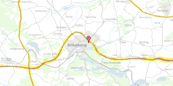 Trafikstøjkort på Gransvinget 26, 8600 Silkeborg