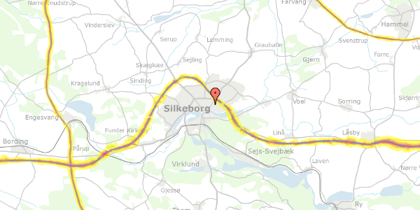 Trafikstøjkort på Granvænget 4, 8600 Silkeborg