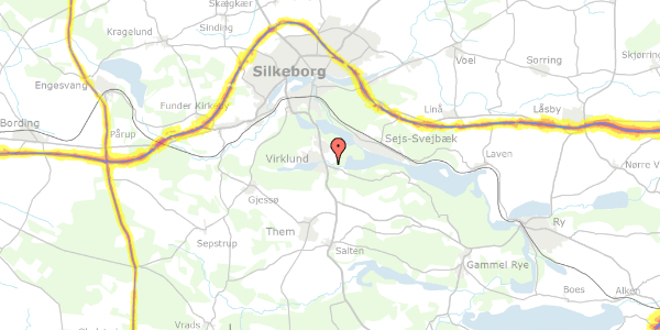 Trafikstøjkort på Gravmosevej 17, 8600 Silkeborg