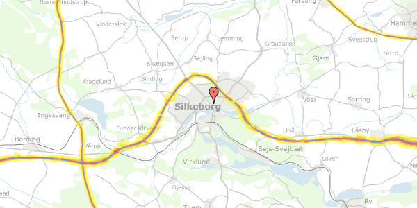 Trafikstøjkort på Grøndalsvej 7, 8600 Silkeborg