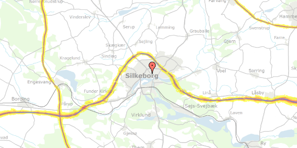 Trafikstøjkort på Grøndalsvej 17, 8600 Silkeborg