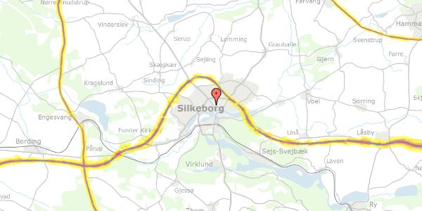 Trafikstøjkort på Grøndalsvej 20B, 8600 Silkeborg