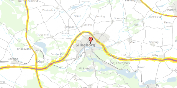 Trafikstøjkort på Grøndalsvej 29, 8600 Silkeborg