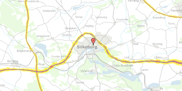 Trafikstøjkort på Grøndalsvej 30, 8600 Silkeborg