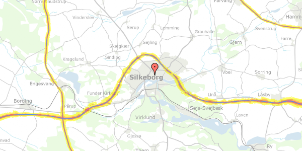 Trafikstøjkort på Grøndalsvej 33, 8600 Silkeborg