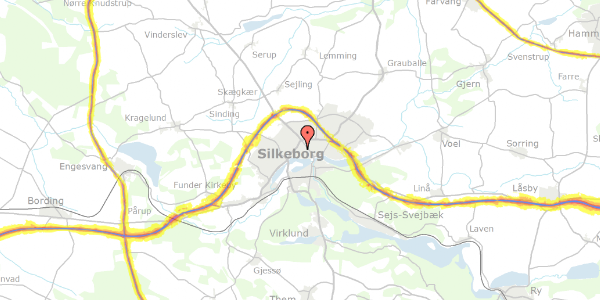 Trafikstøjkort på Grøndalsvej 35, 8600 Silkeborg