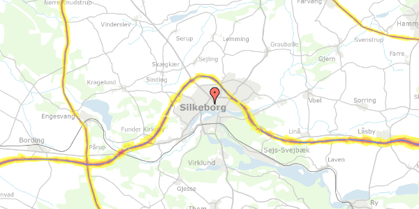 Trafikstøjkort på Grøndalsvej 54, 8600 Silkeborg