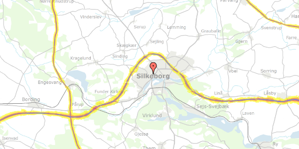 Trafikstøjkort på Grønningen 22, 8600 Silkeborg