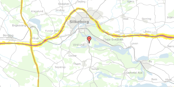 Trafikstøjkort på Gunilshøjvej 12, 8600 Silkeborg