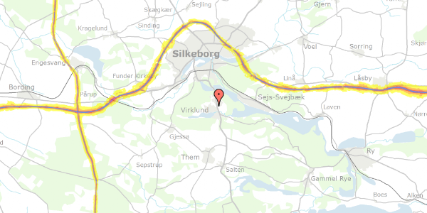 Trafikstøjkort på Gunilshøjvej 15, 8600 Silkeborg