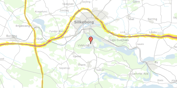 Trafikstøjkort på Gunilshøjvej 222, 8600 Silkeborg