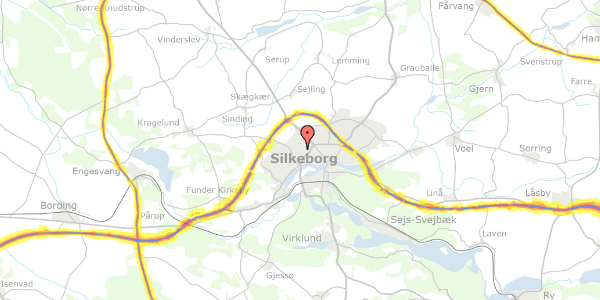 Trafikstøjkort på H.C.Andersens Vej 32, 8600 Silkeborg