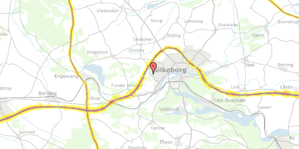 Trafikstøjkort på Haderslevvej 6, 8600 Silkeborg