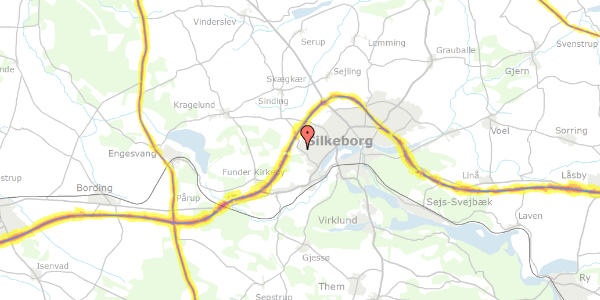 Trafikstøjkort på Haderslevvej 34, 8600 Silkeborg