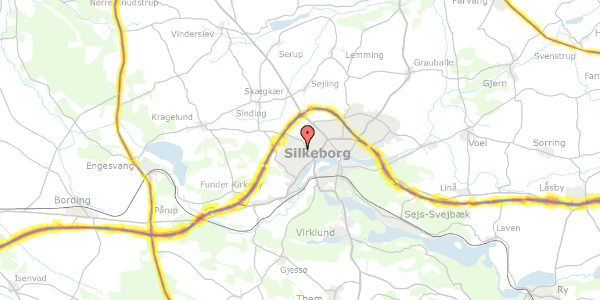 Trafikstøjkort på Hedebyvej 12, 8600 Silkeborg