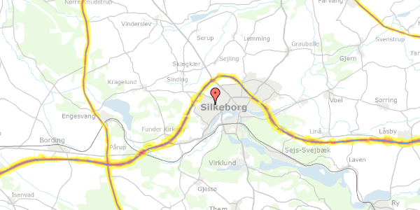 Trafikstøjkort på Hedebyvej 26, 8600 Silkeborg