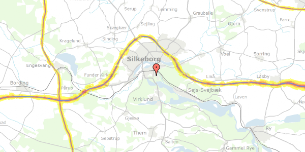 Trafikstøjkort på Helmsvej 26, 8600 Silkeborg