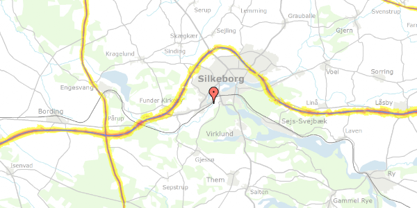 Trafikstøjkort på Herningvej 60, 8600 Silkeborg