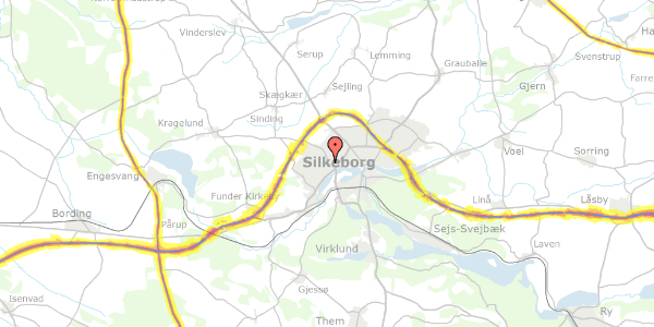 Trafikstøjkort på Hesselhøjvej 4A, 8600 Silkeborg