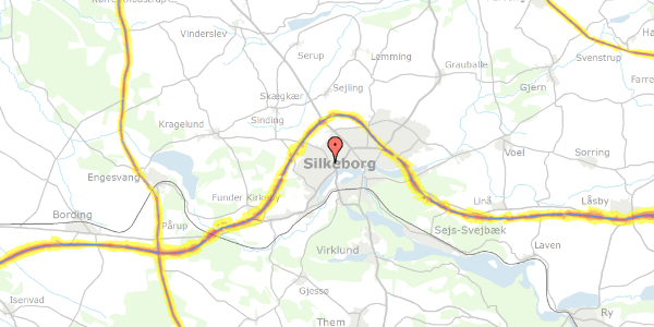 Trafikstøjkort på Hesselhøjvej 52, 8600 Silkeborg