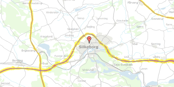 Trafikstøjkort på Hesteskoen 5, 8600 Silkeborg