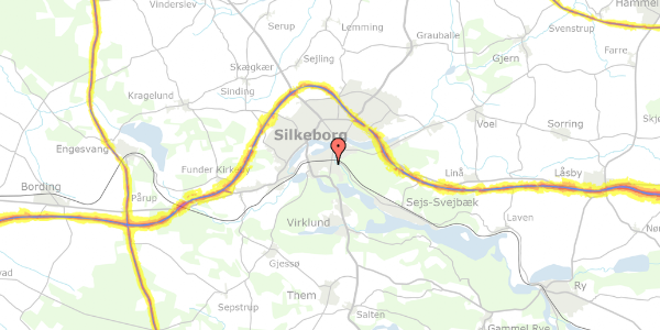 Trafikstøjkort på Holbergsgade 19, 8600 Silkeborg