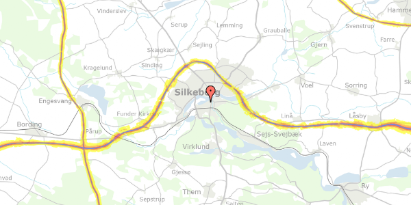 Trafikstøjkort på Hostrupsgade 9, st. 4, 8600 Silkeborg