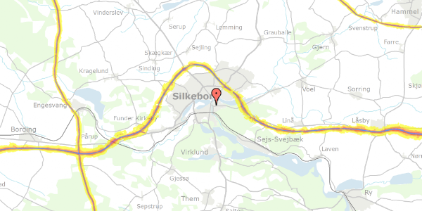 Trafikstøjkort på Hovedgårdsvej 1A, 1. 4, 8600 Silkeborg