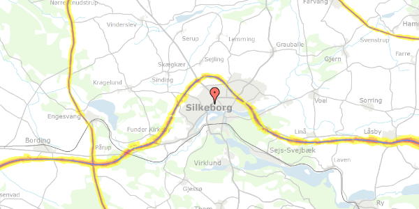 Trafikstøjkort på Højbovej 17, 8600 Silkeborg