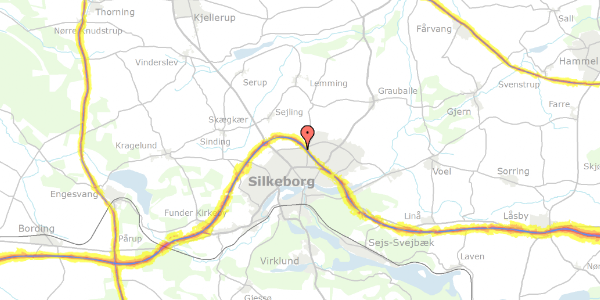 Trafikstøjkort på Højmarkstoften 8, 8600 Silkeborg