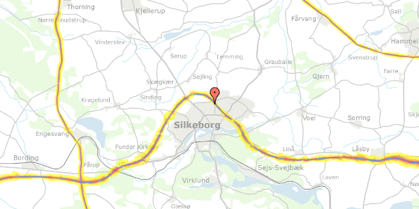 Trafikstøjkort på Højmarkstoften 52, 8600 Silkeborg