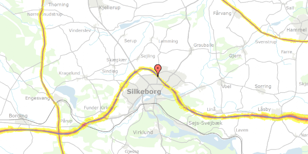 Trafikstøjkort på Højmarkstoften 78, 8600 Silkeborg