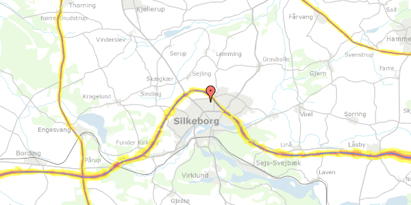 Trafikstøjkort på Højmarksvænget 61, 8600 Silkeborg