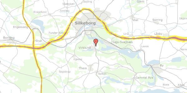 Trafikstøjkort på Højvangen 1, 8600 Silkeborg