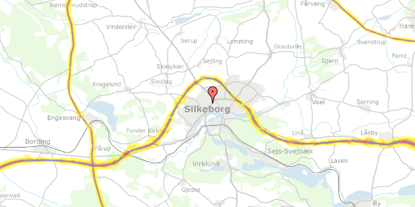 Trafikstøjkort på I.P.Jacobsens Vej 4, 8600 Silkeborg