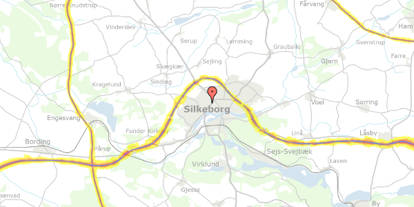 Trafikstøjkort på I.P.Jacobsens Vej 6, 8600 Silkeborg