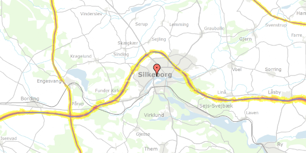 Trafikstøjkort på Istedvej 3, 8600 Silkeborg