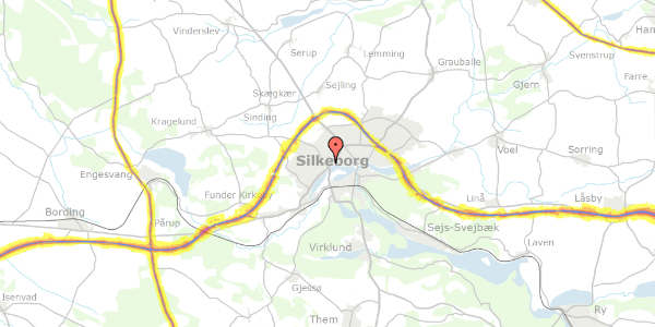 Trafikstøjkort på Istedvej 8, 8600 Silkeborg