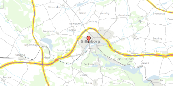 Trafikstøjkort på Jelsvej 6, 8600 Silkeborg