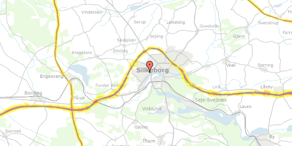 Trafikstøjkort på Jelsvej 10, 8600 Silkeborg