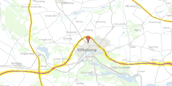 Trafikstøjkort på Jeppe Aakjærs Vej 54, 8600 Silkeborg