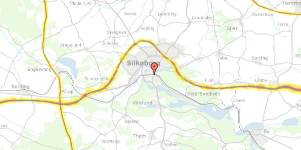 Trafikstøjkort på Jernbanevej 41, 2. 3, 8600 Silkeborg