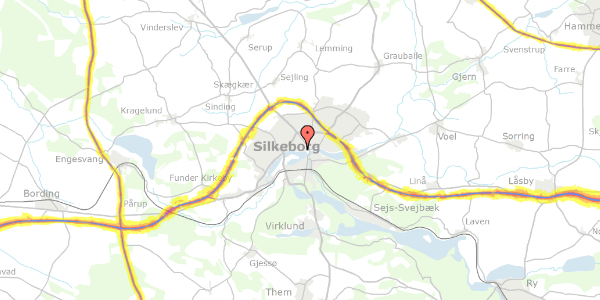 Trafikstøjkort på Jyllandsgade 1, 8600 Silkeborg