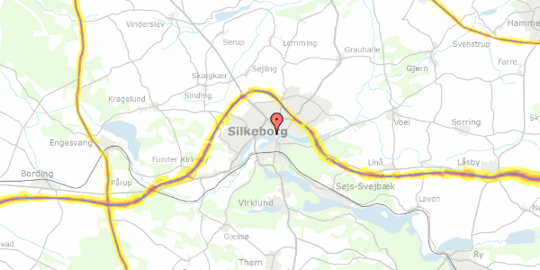 Trafikstøjkort på Jyllandsgade 2, 8600 Silkeborg