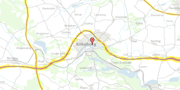 Trafikstøjkort på Jyllandsgade 9, st. tv, 8600 Silkeborg